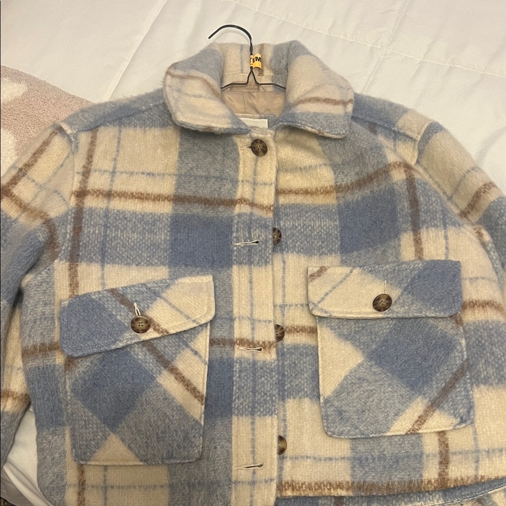 Blue and Cream Plaid Abercrombie and Fitch Jacket